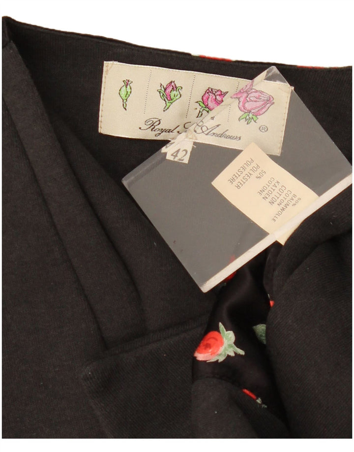 Colete feminino vintage IT 44 algodão floral cinza médio