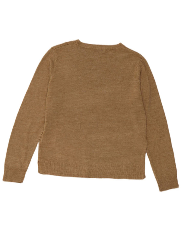 Suéter feminino Marks & Spencer com gola canoa e acrílico 12 médio bege