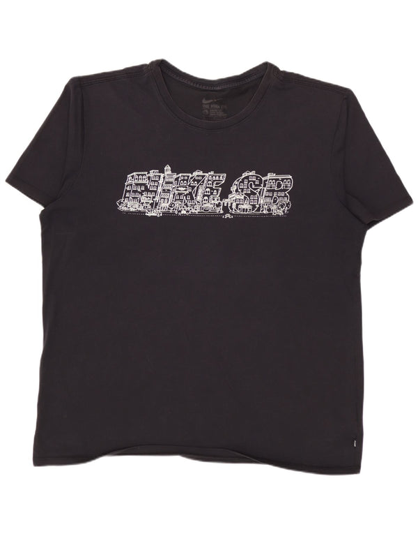 Camiseta masculina NIKE com corte atlético gráfico grande algodão preto