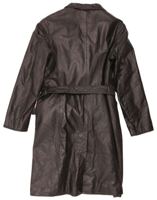 Casaco de couro feminino vintage IT 48 XL preto