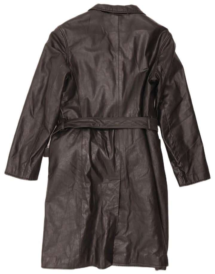 Casaco de couro feminino vintage IT 48 XL preto