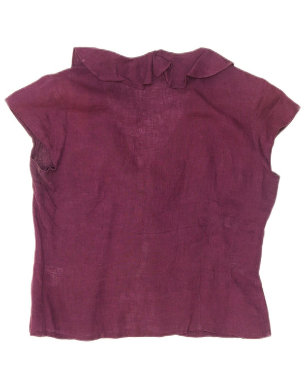 Blunauta blusa feminina manga curta com babados na frente IT 42 médio roxo
