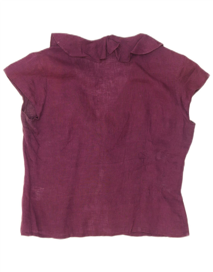 Blunauta blusa feminina manga curta com babados na frente IT 42 médio roxo