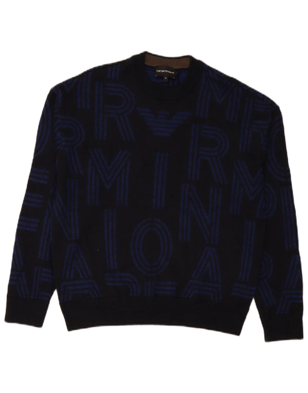 Suéter masculino Emporio Armani com gola redonda e gola redonda médio azul marinho