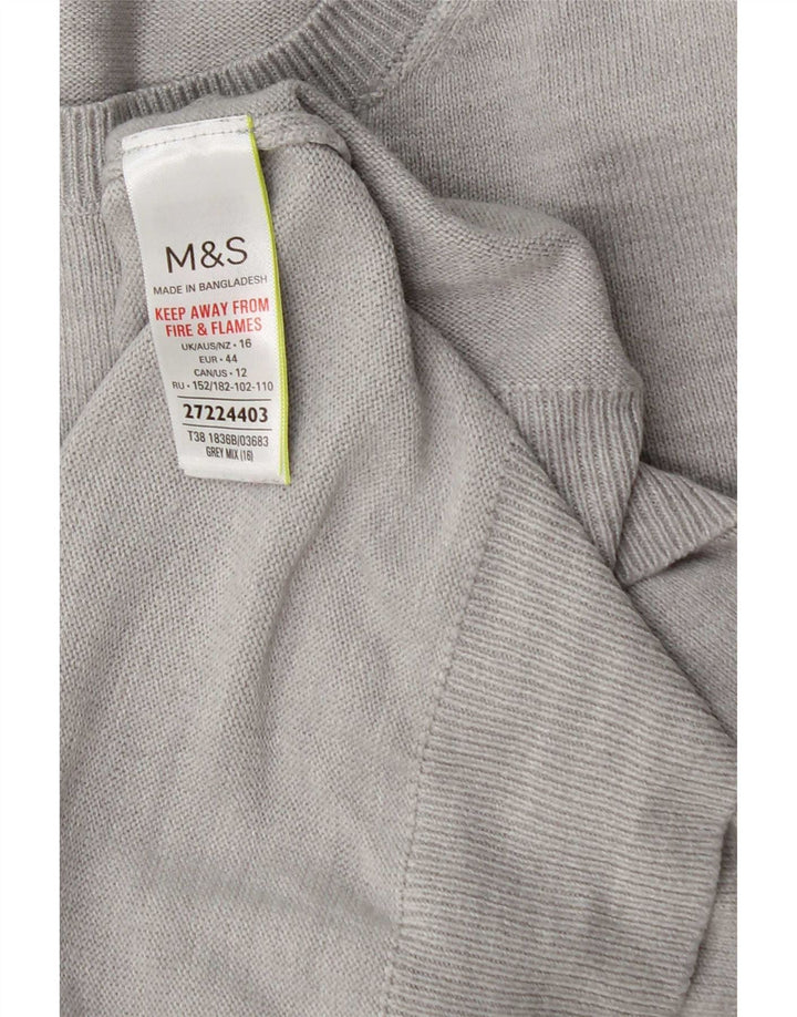 Suéter feminino Marks & Spencer com gola redonda Reino Unido 16 grande cinza