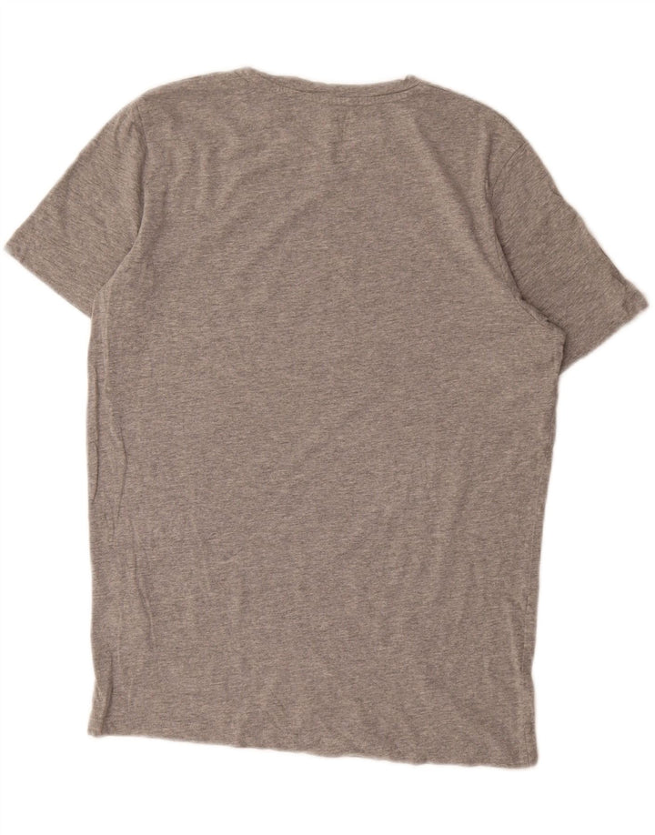 JACK & JONES Camiseta masculina de ajuste regular com estampa gráfica pequena de algodão cinza