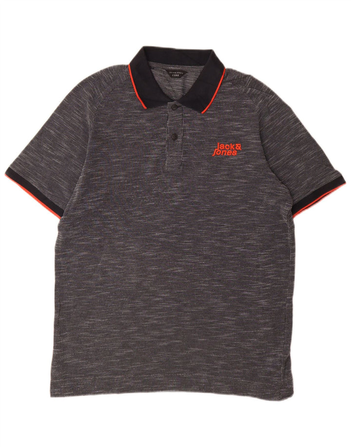 Camisa polo masculina Jack & Jones grande algodão manchado cinza