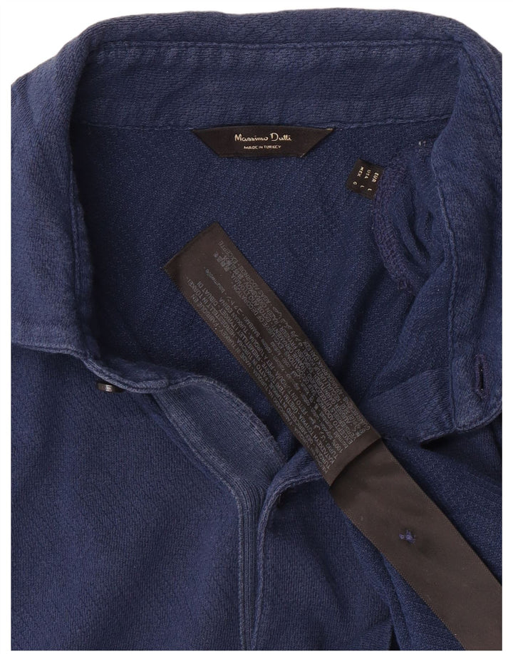 Camisa polo masculina Massimo Dutti grande algodão azul
