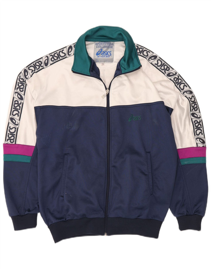 ASICS Mens Graphic Tracksuit Top Jacket IT 52 Grande bloco colorido azul marinho