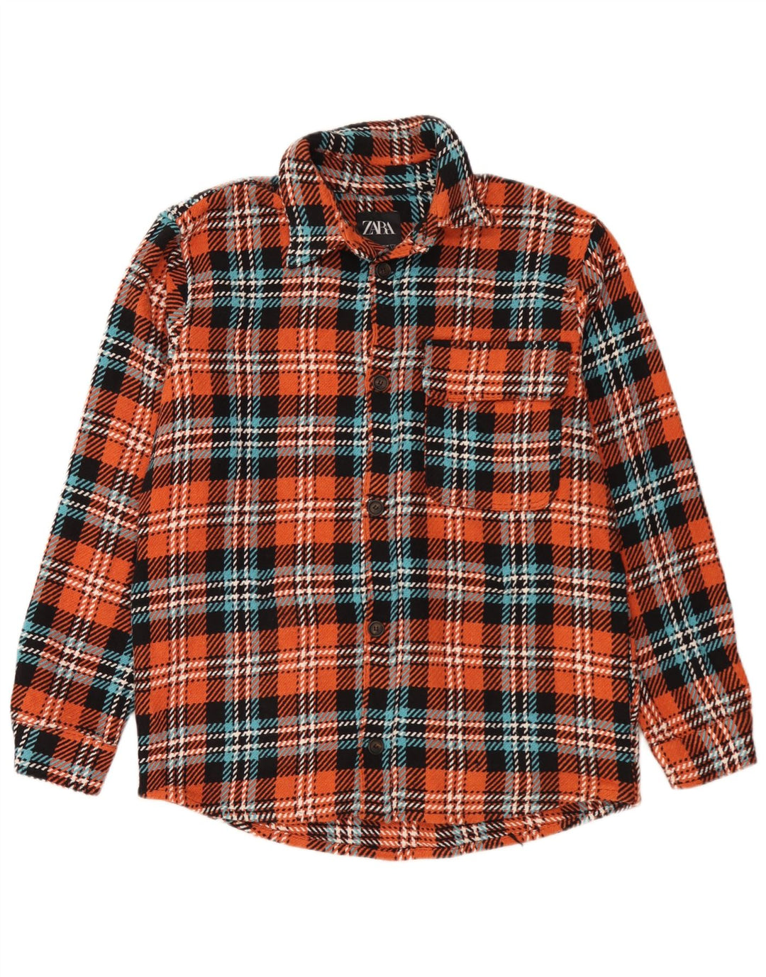 Camisa masculina Zara Overshirt média de algodão xadrez multicolorido