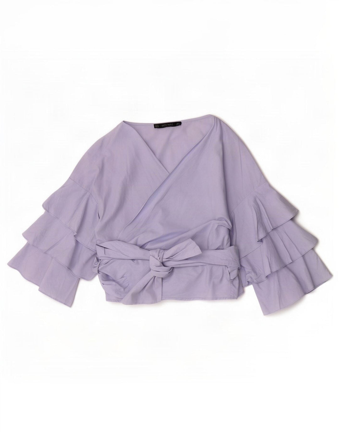 Blusa feminina Zara com manga 3/4 e manga 3/4 Reino Unido 10 pequena azul