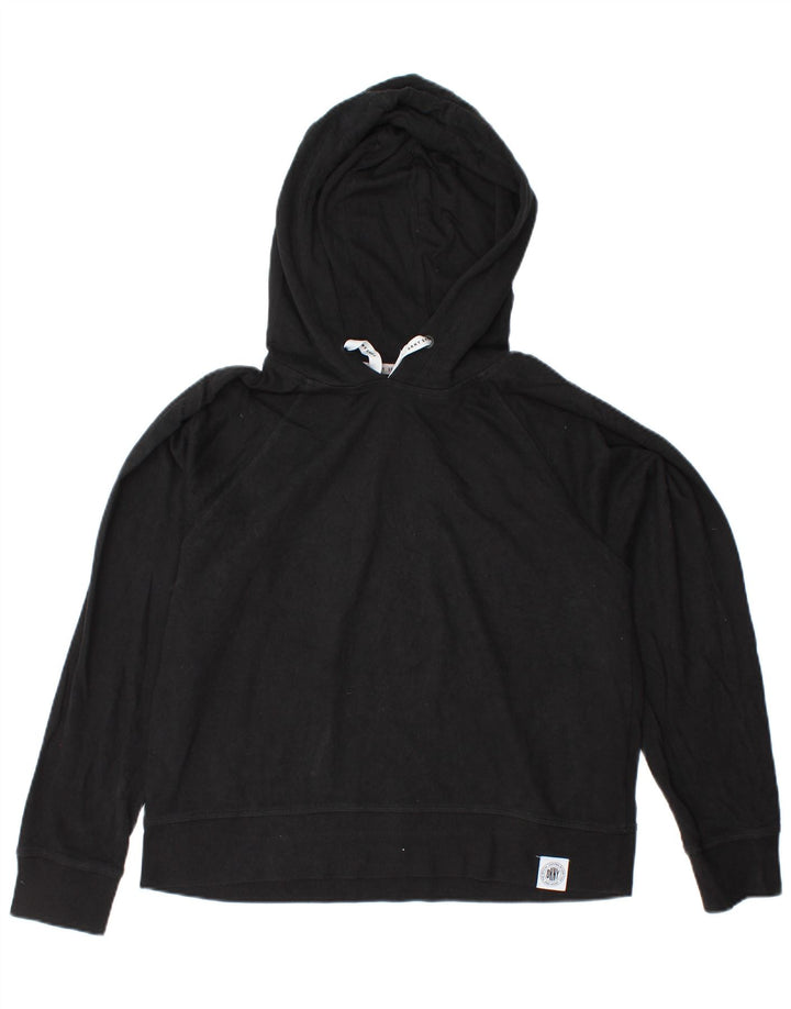 Suéter feminino DKNY com capuz UK 14 algodão preto médio