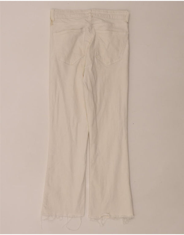 Zara Calça Jeans Feminina Crop Bootcut EU 38 Pequeno W28 L24 Branco