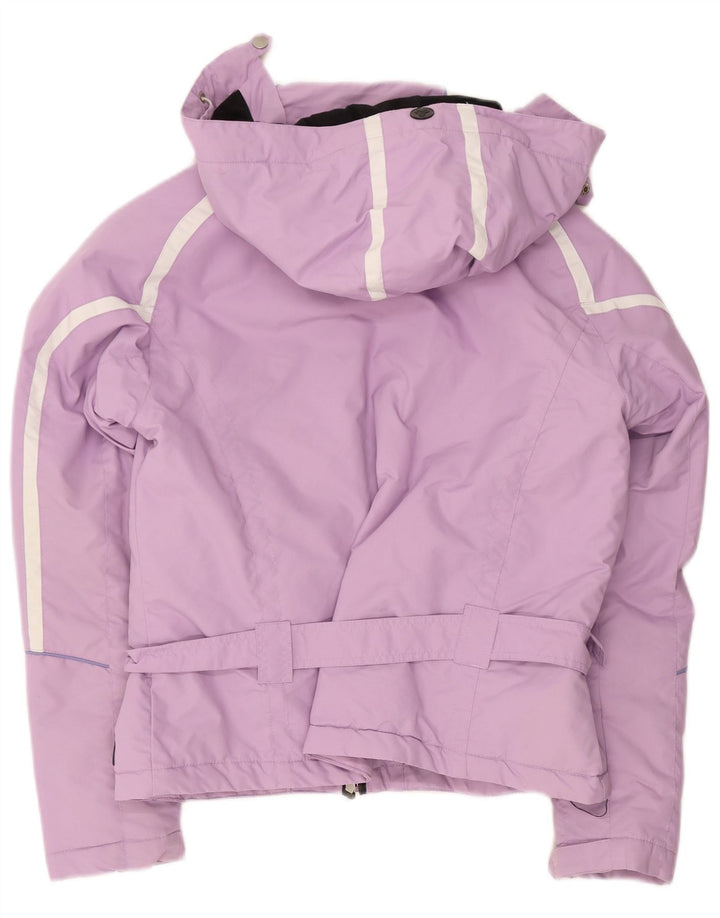 Jaqueta de esqui com capuz feminino Brugi UK 16 grande poliéster roxo Colourblock