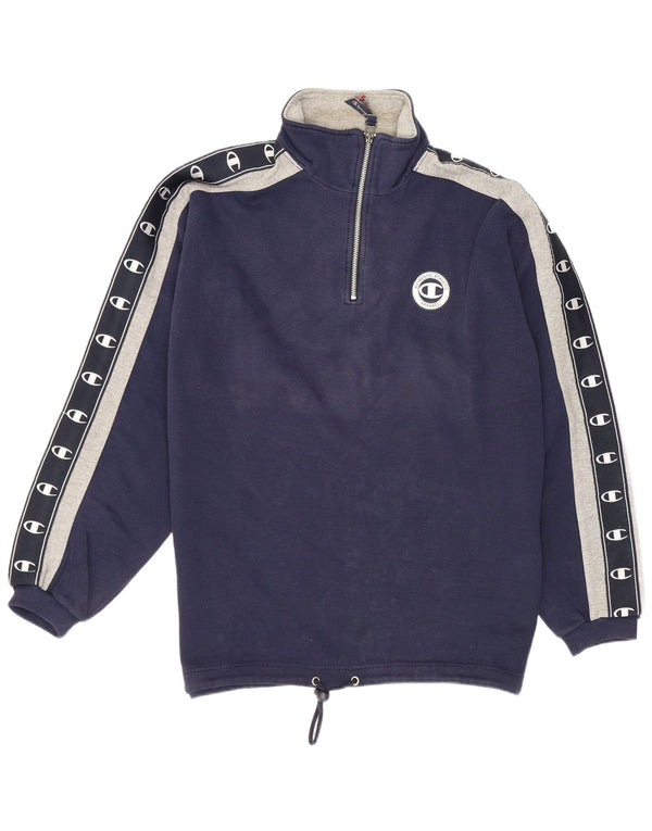 Champion masculino gráfico moletom jumper médio azul marinho colorblock