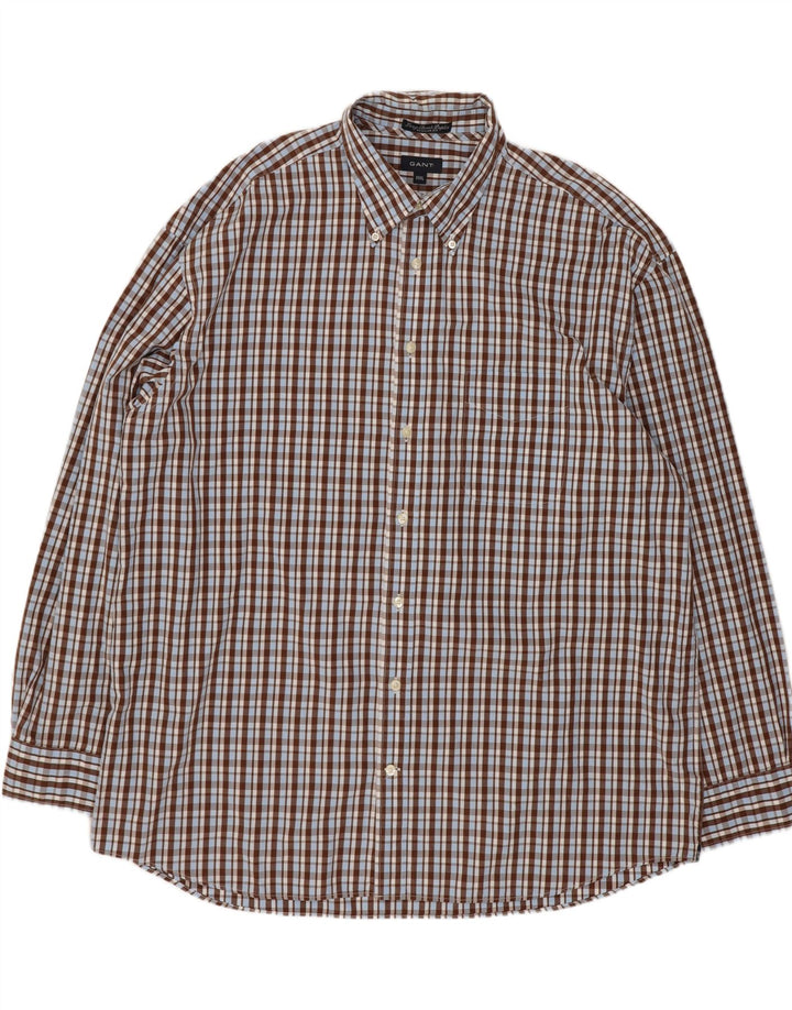 Camisa masculina Gant Regular Fit 3XL algodão xadrez marrom