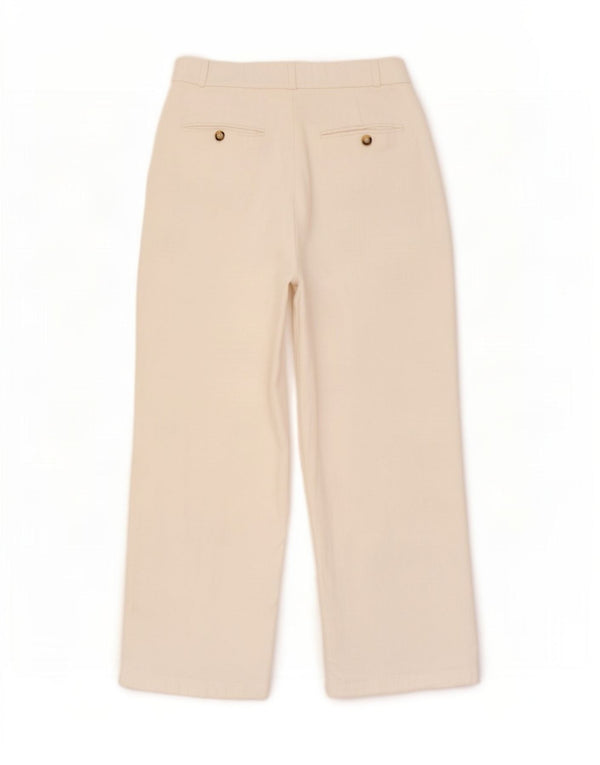 Calça chino feminina Zara com perna larga pequena W26 L27 branca