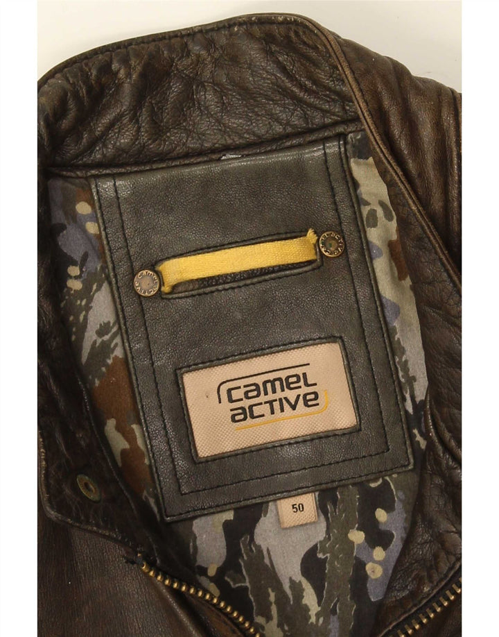 Camel Active Jaqueta masculina de couro Racer IT 50 grande marrom