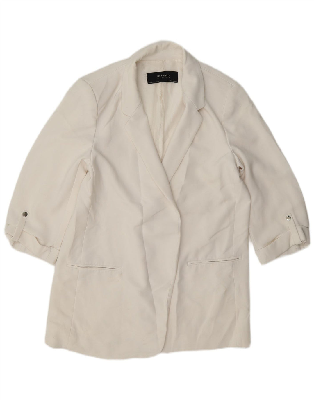 Zara Jaqueta Blazer Feminina Manga 3/4 Aberta Reino Unido 18 XL Branco Acetato