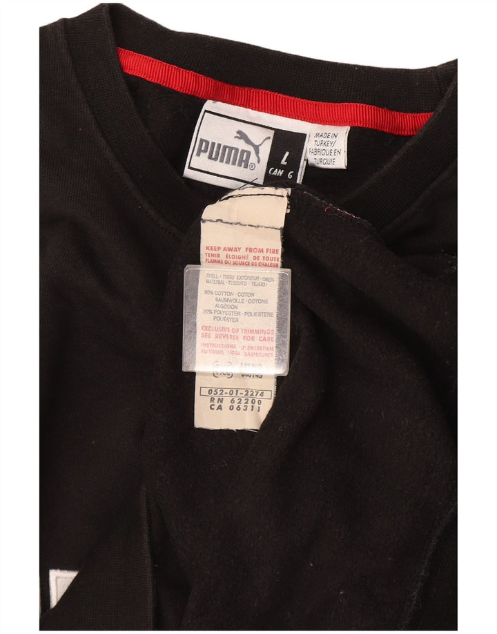 Puma Mens Graphic Moletom Jumper Grande Algodão Preto