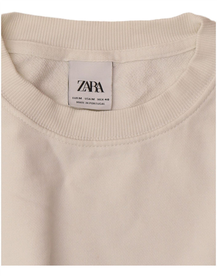 Zara moletom feminino gráfico oversized jumper Reino Unido 14 médio branco floral