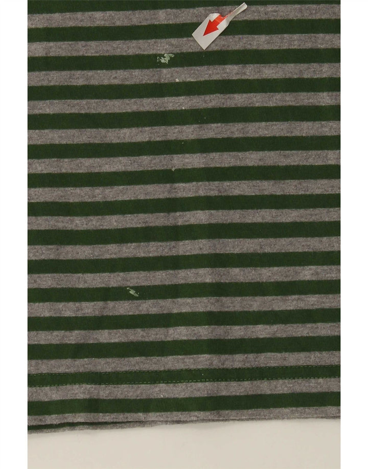 Boden Mens Top manga comprida pequeno algodão listrado verde