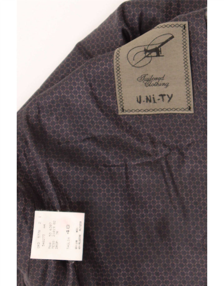 Colete masculino vintage IT 48 lã de guingão cinza médio