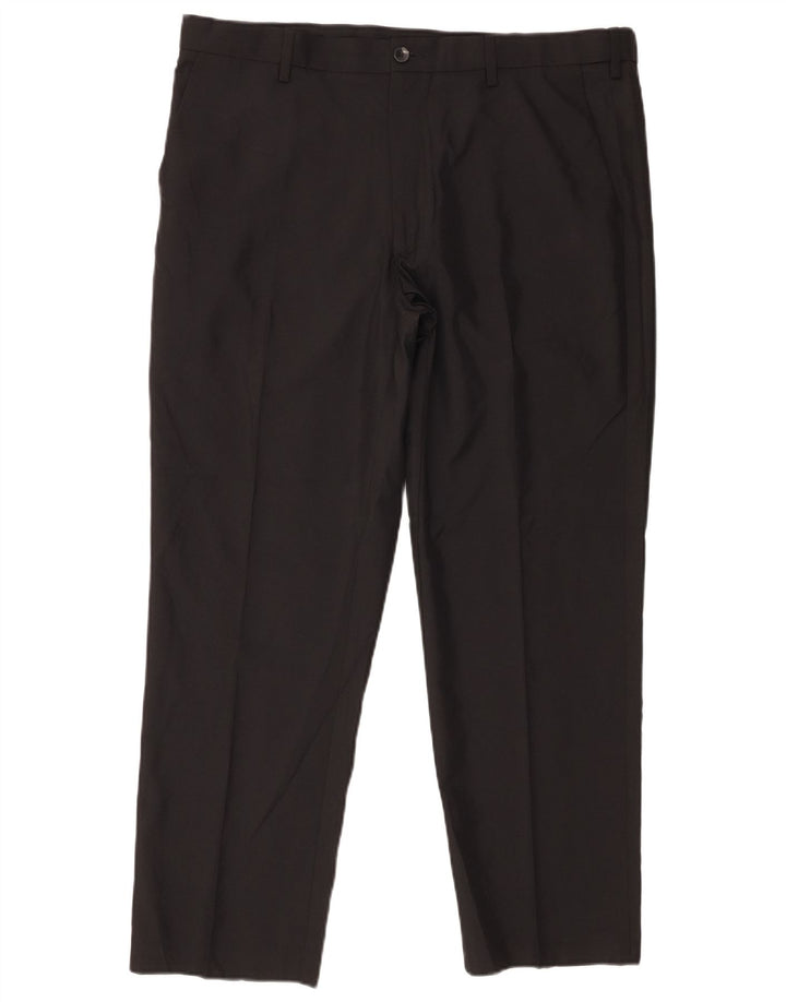 Calça chino masculina Marks & Spencer de ajuste regular W38 L29 poliéster preto