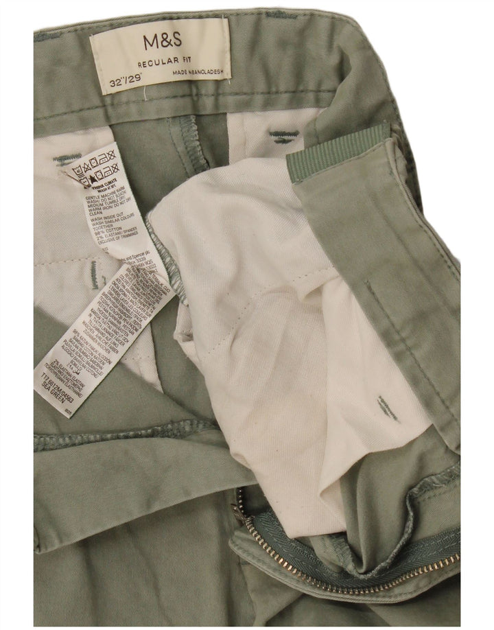 Calça Chino Masculina Marks & Spencer Regular Fit W32 L29 Algodão Verde