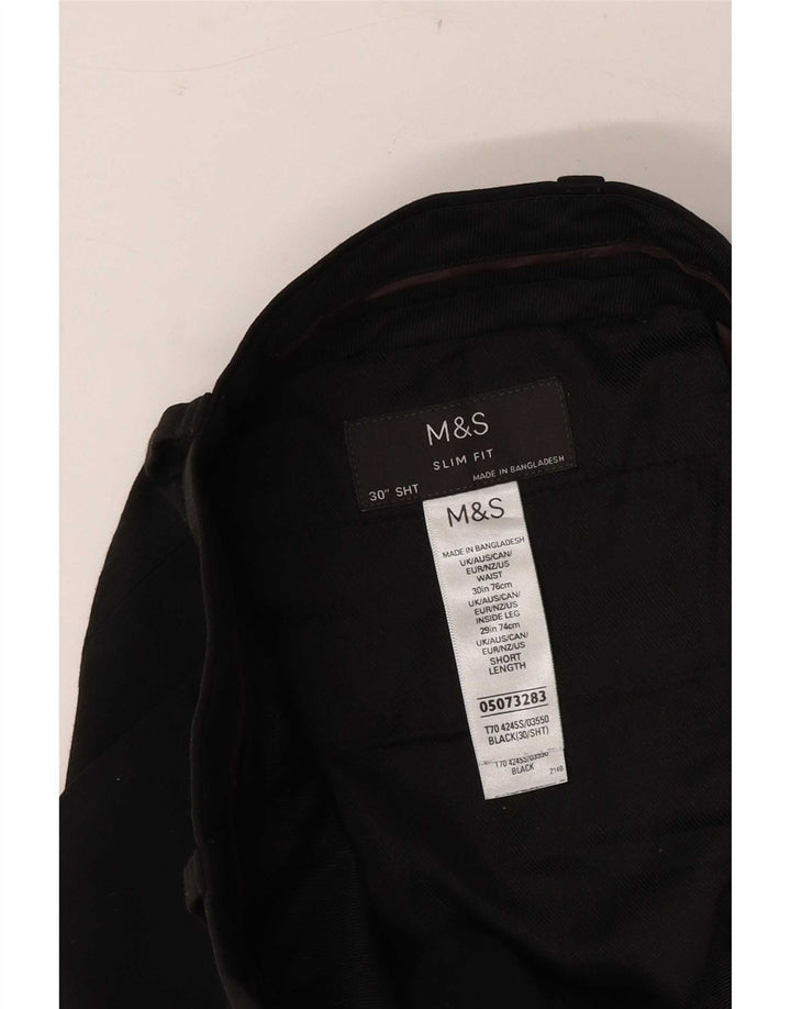 Calça Chino Masculina Slim Fit Marks & Spencer W30 L29 Poliéster Preto