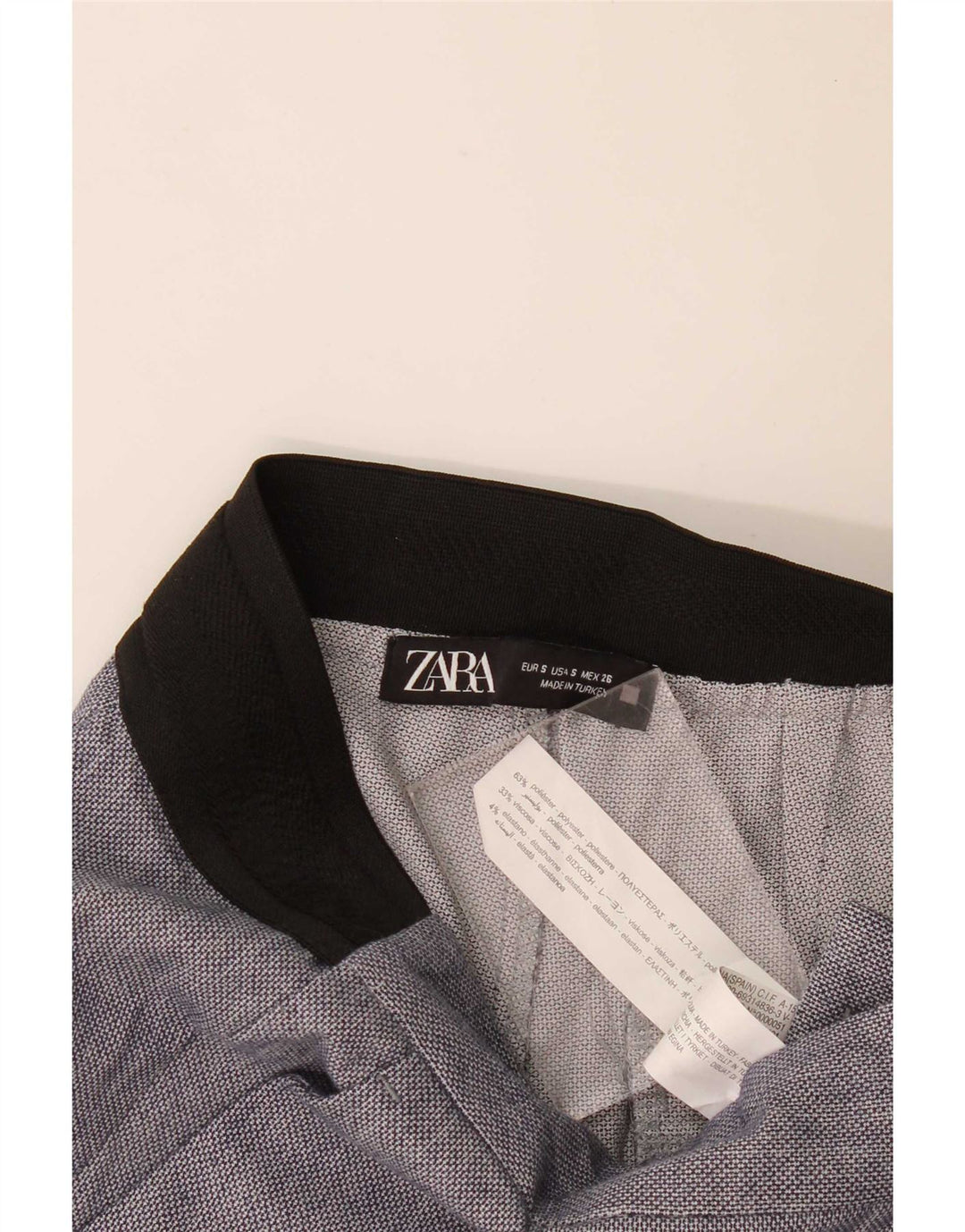 Zara Calça Chino Feminina Slim Pequena W27 L28 Azul Poliéster