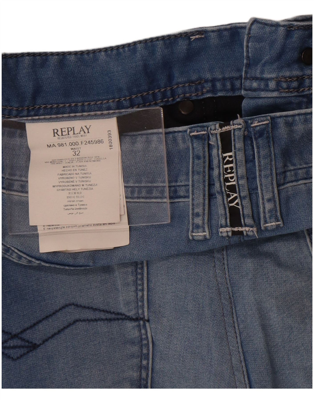 Shorts jeans masculino Replay W32 algodão azul médio
