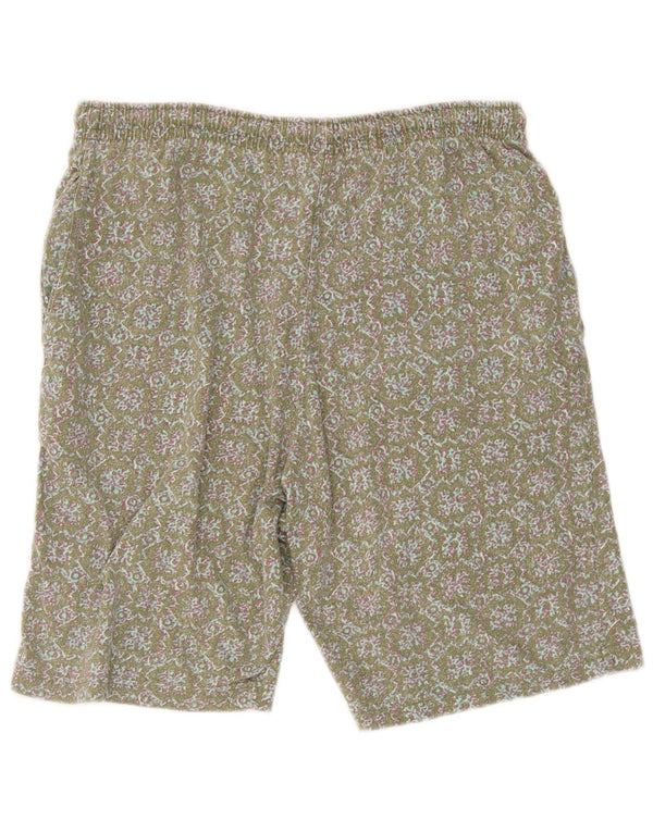 Shorts esportivos masculinos vintage grande algodão floral verde