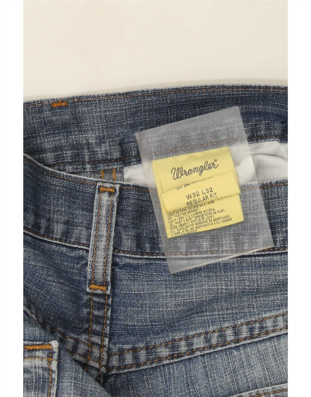 Wrangler masculino regular fit jeans reto W32 L32 algodão azul