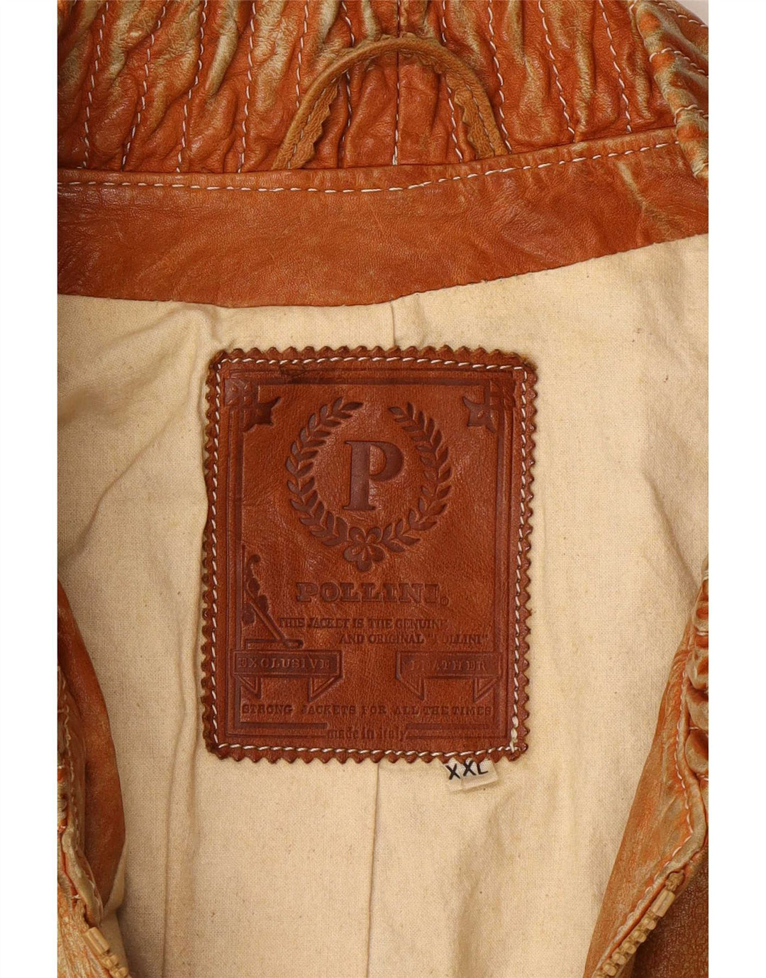 Jaqueta de couro masculina Pollini Reino Unido 44 2XL Bege