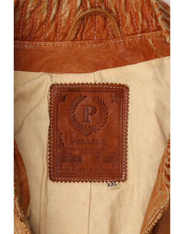 Jaqueta de couro masculina Pollini Reino Unido 44 2XL Bege