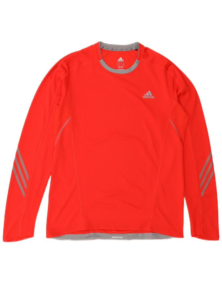 ADIDAS Mens Climalite Top Manga Longa Médio Poliéster Vermelho