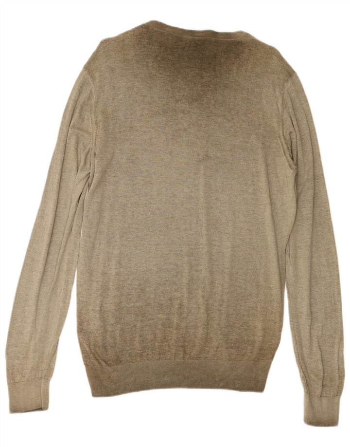 ARMANI JEANS Suéter masculino com gola canoa 2XL algodão cáqui