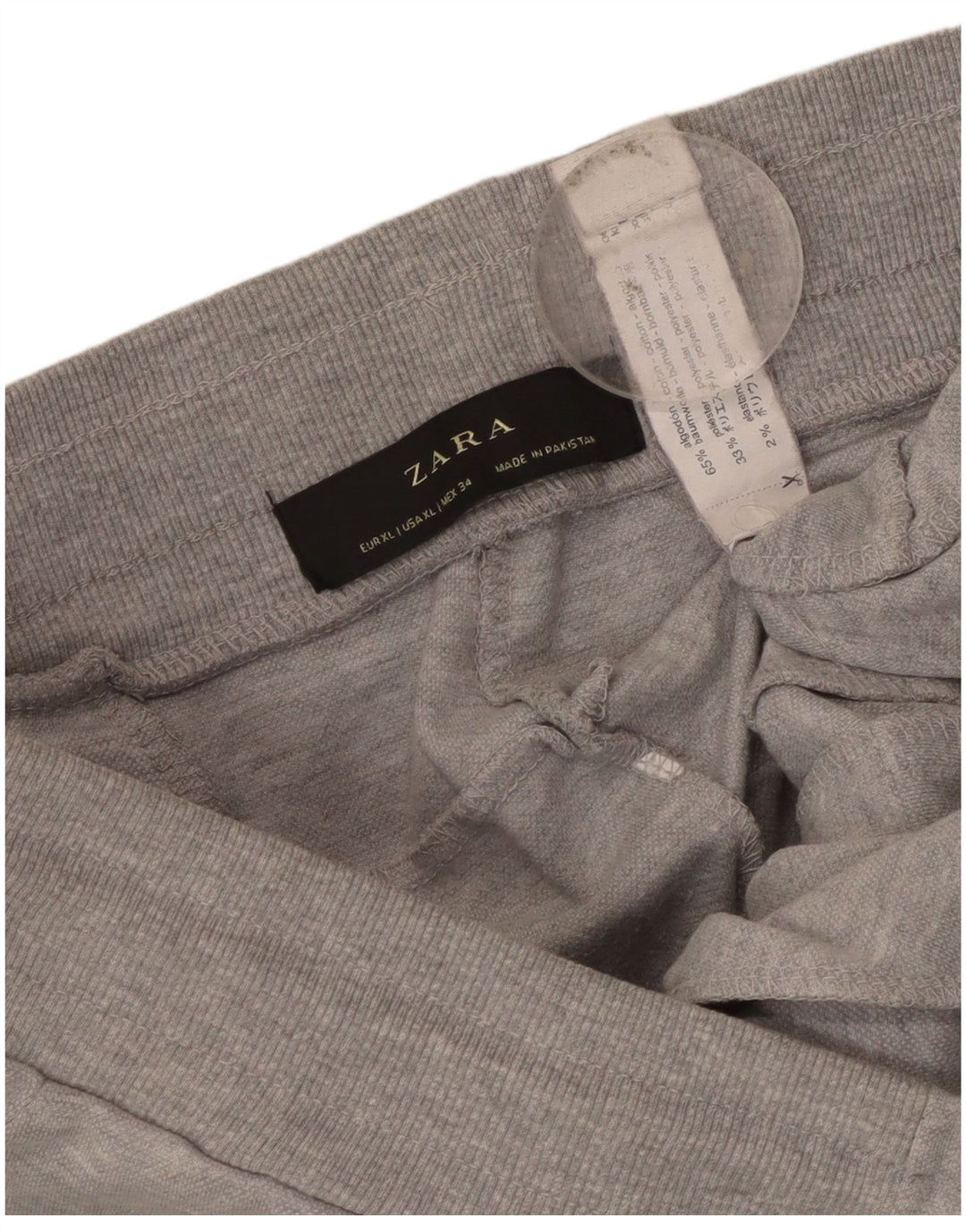 Zara Mens Crop Tracksuit Calças Joggers XL Cinza Algodão