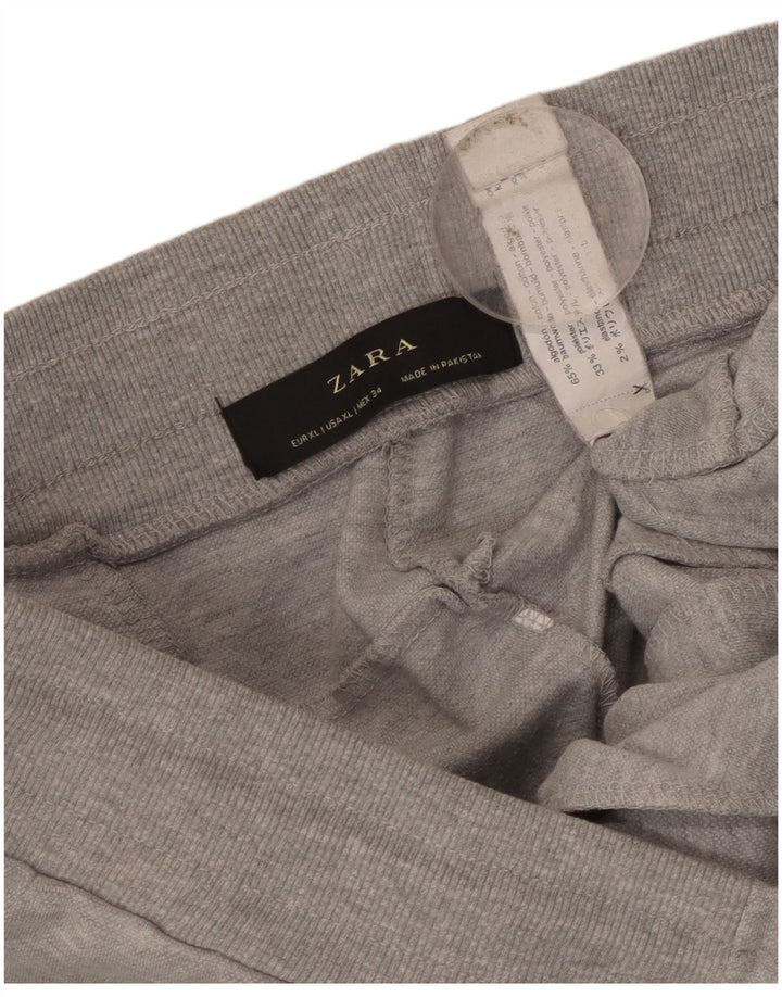 Zara Mens Crop Tracksuit Calças Joggers XL Cinza Algodão