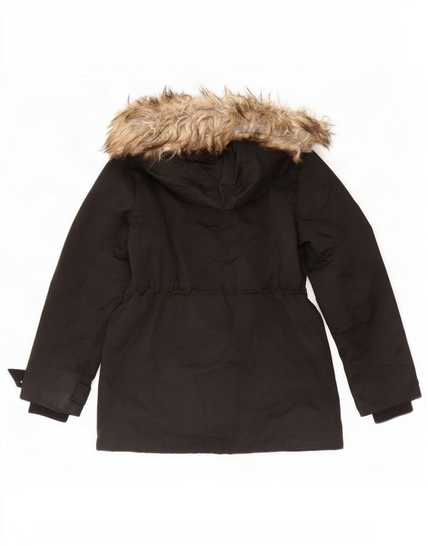 Jaqueta Parka com capuz feminina Topshop Reino Unido 8 poliéster preto pequeno