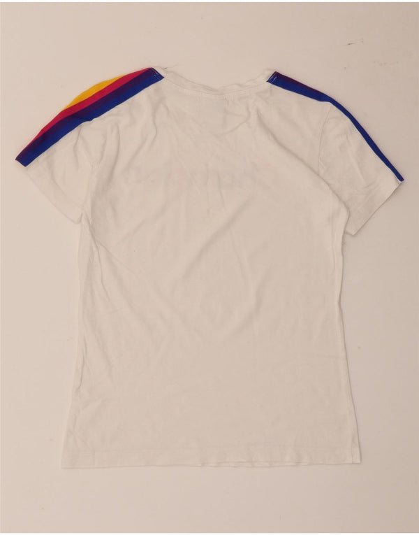Camiseta feminina estampada Champion UK 12 listrada branca média