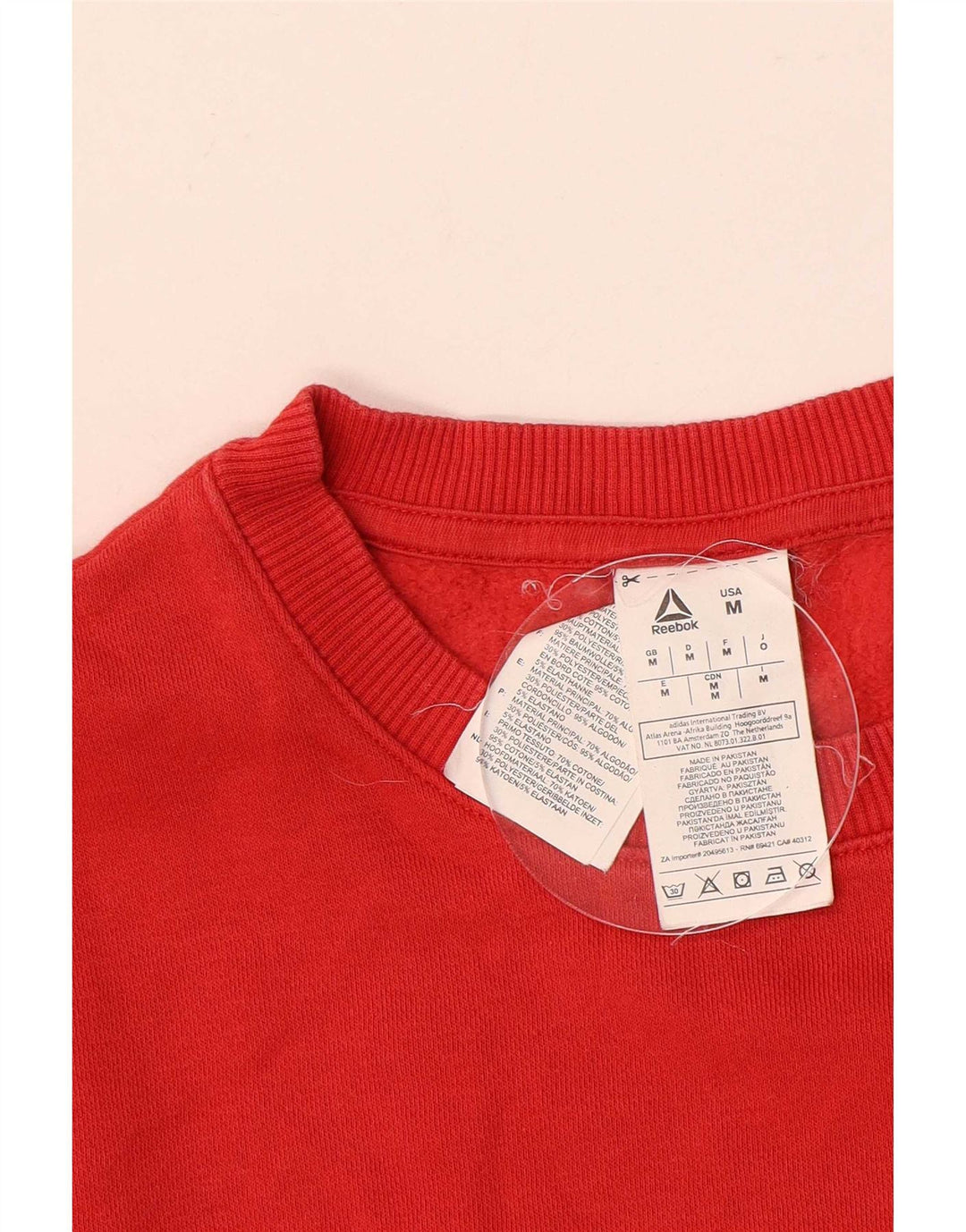 Reebok Mens Graphic Moletom Jumper Médio Vermelho Colorblock