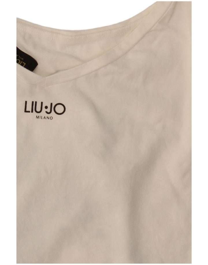 Camiseta feminina Liu Jo com estampa gráfica UK 14 médio branco