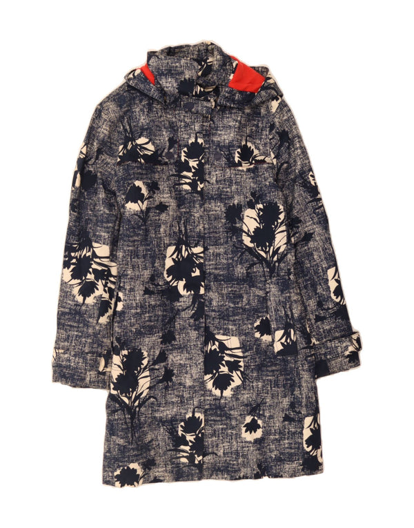 Sobretudo feminino com capuz BODEN Reino Unido 16 grande algodão floral azul marinho