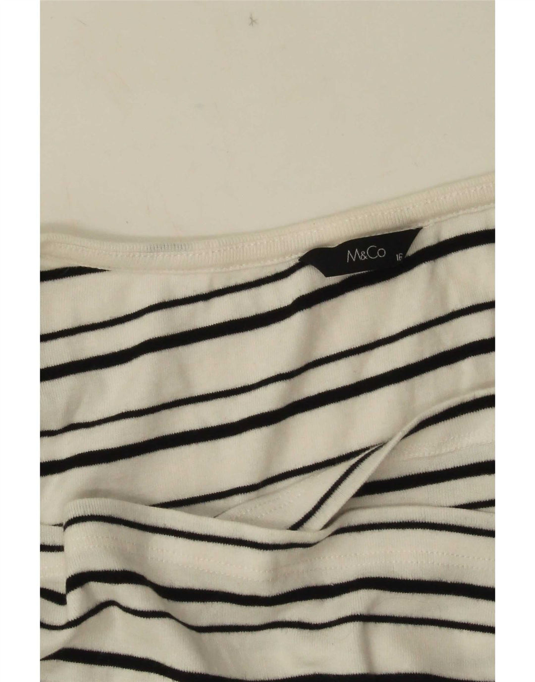 M&Co Colete Feminino Top UK 16 Grande Listrado Branco