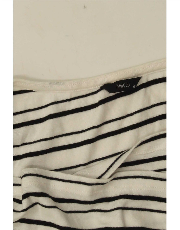 M&Co Colete Feminino Top UK 16 Grande Listrado Branco