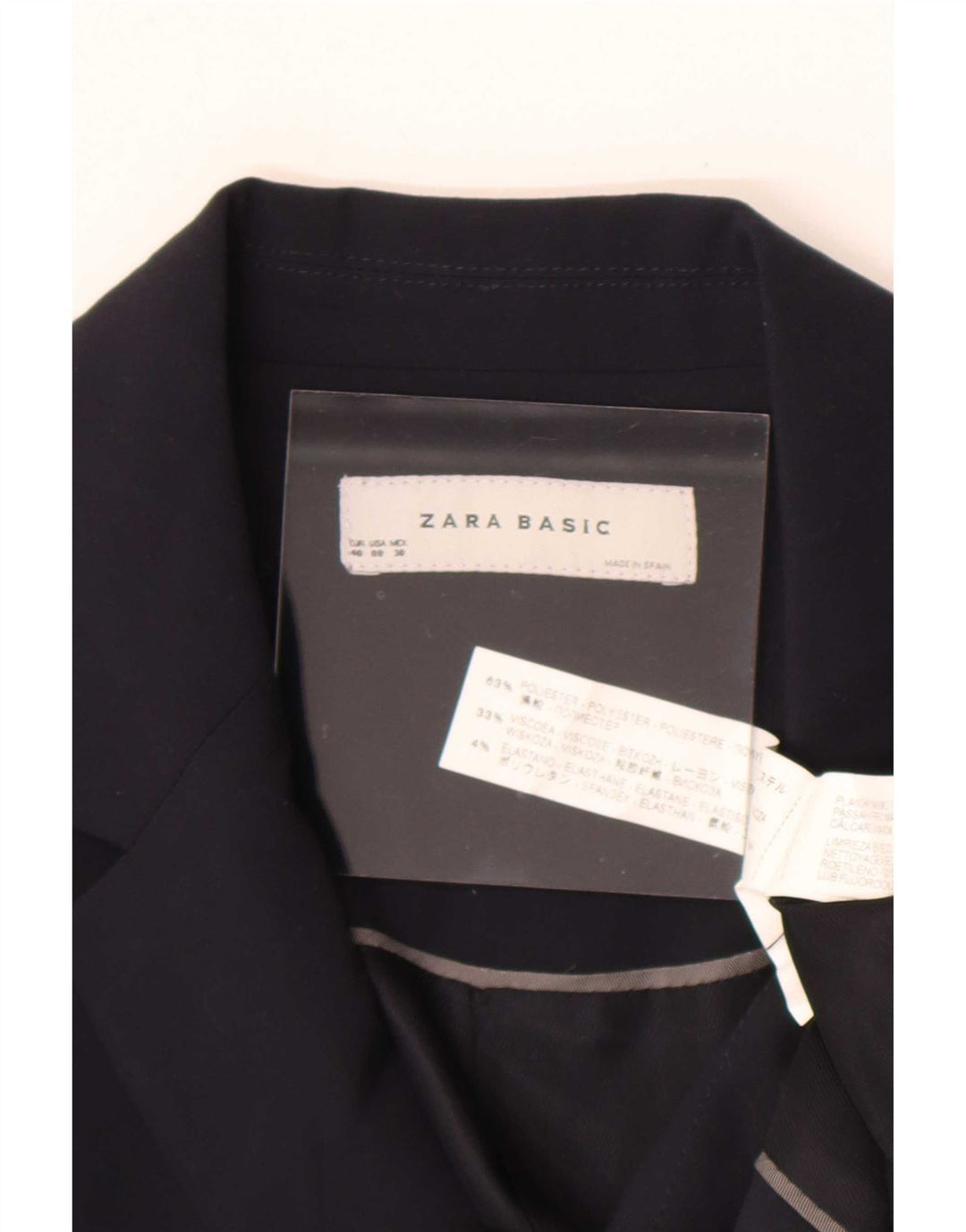 Jaqueta blazer feminina Zara com 1 botão EU 40 poliéster azul marinho médio