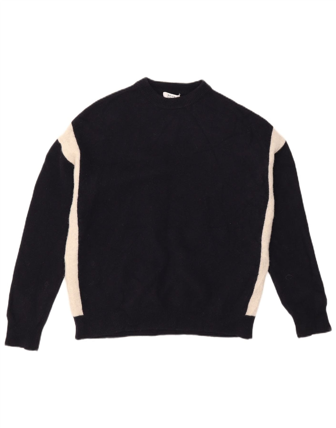 Suéter masculino Reiss com gola redonda e lã colorblock médio azul marinho