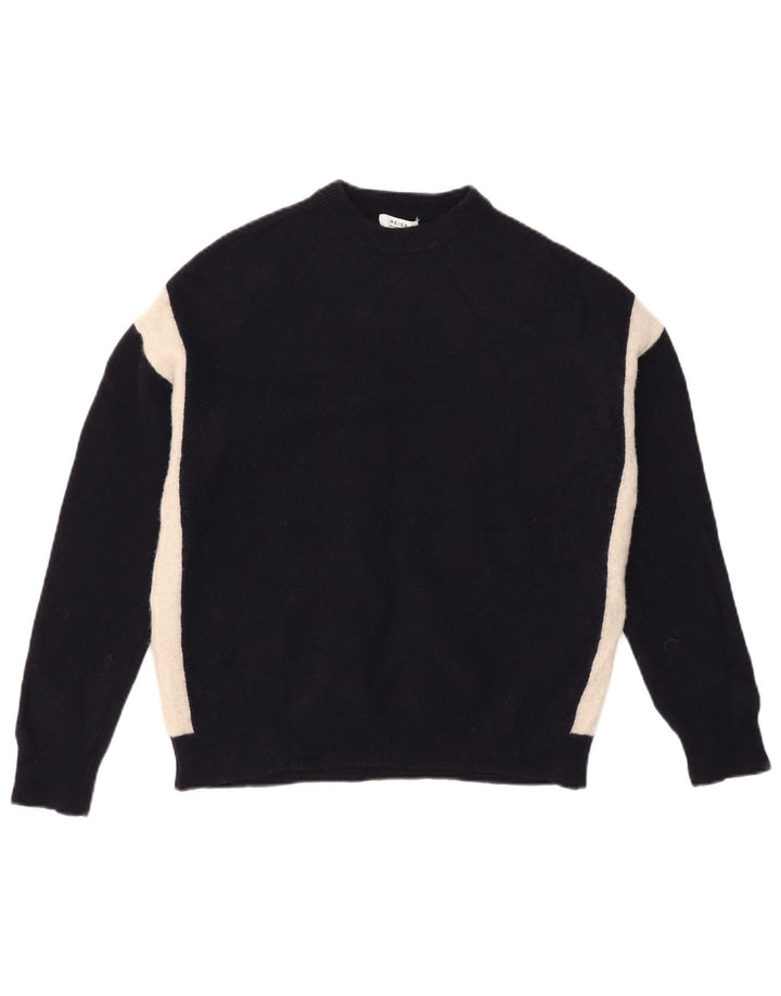 Suéter masculino Reiss com gola redonda e lã colorblock médio azul marinho
